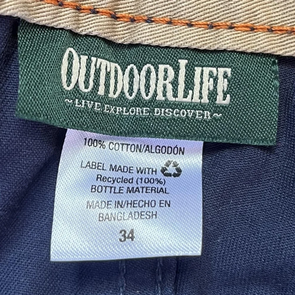 Outdoor Life Navy Blue Hiking Shorts Men's Size 34 Hook & Loop Flap Pockets EUC